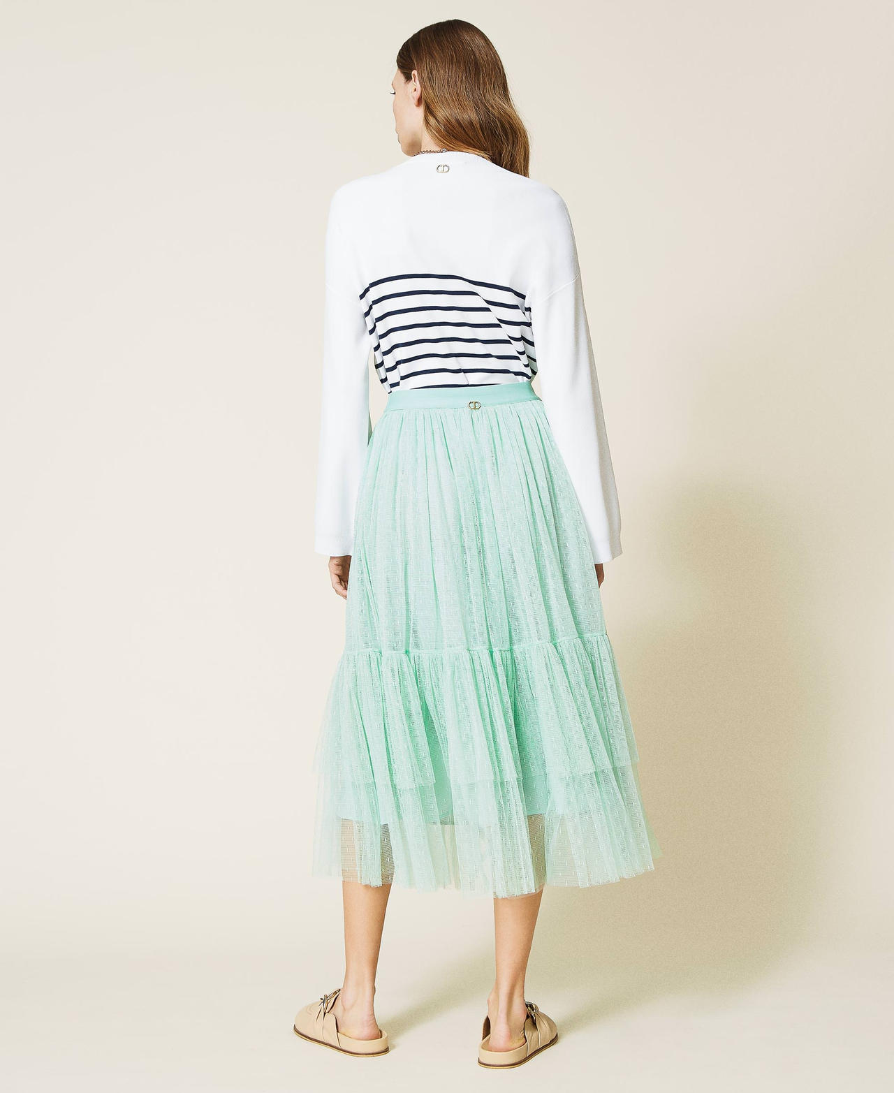 Gonna lunga in tulle plumetis