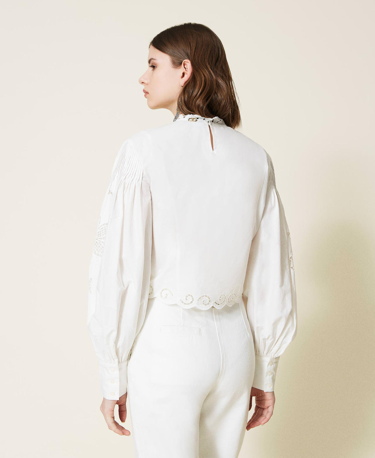 Muslin blouse with hemstitch embroidery