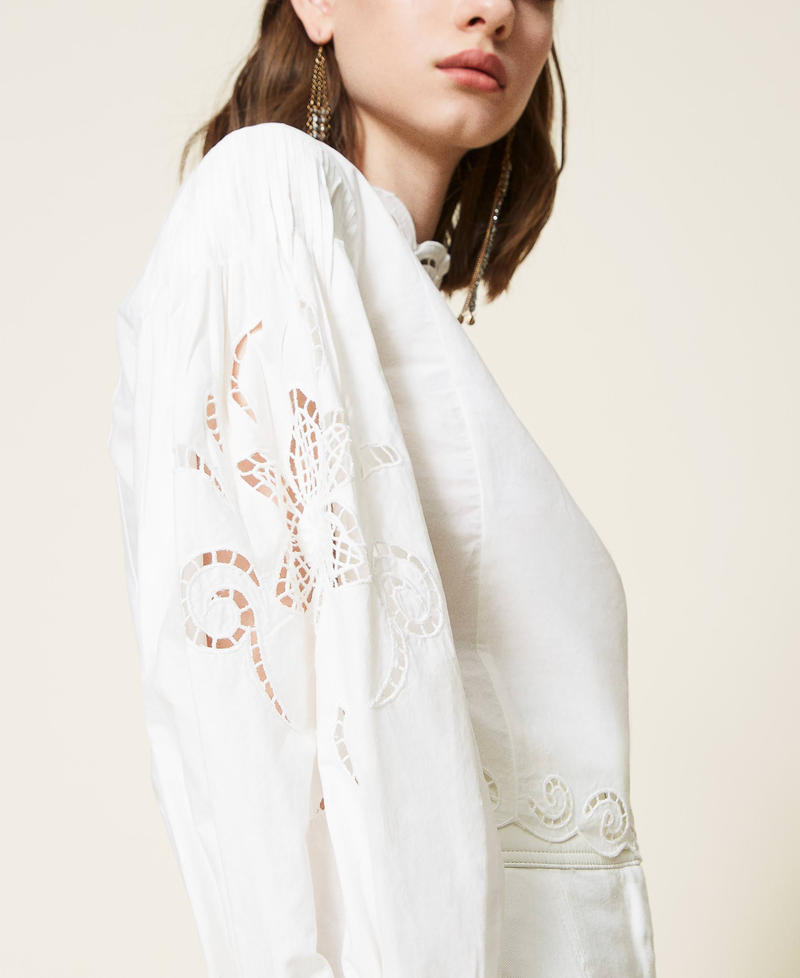 Muslin blouse with hemstitch embroidery
