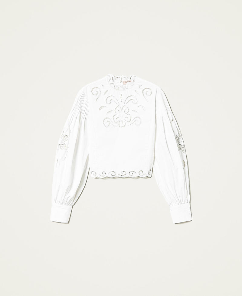 Muslin blouse with hemstitch embroidery
