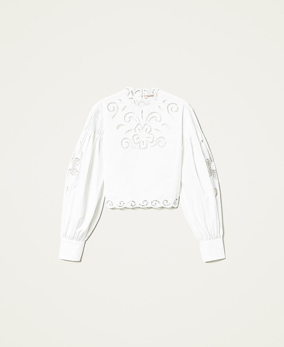 Muslin blouse with hemstitch embroidery