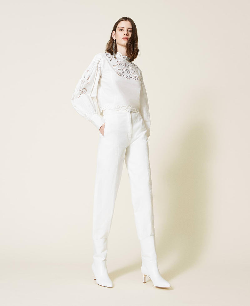 Muslin blouse with hemstitch embroidery