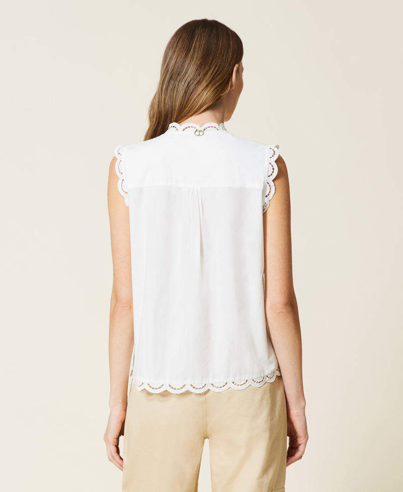 Muslin top with hemstitch embroidery White Woman 221TP2731-03