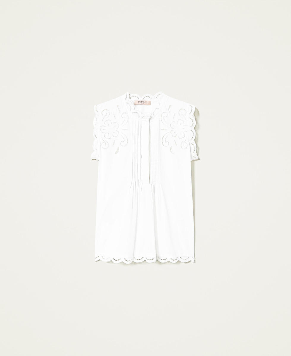 Muslin top with hemstitch embroidery