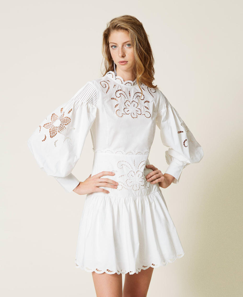 Muslin dress with hemstitch embroidery