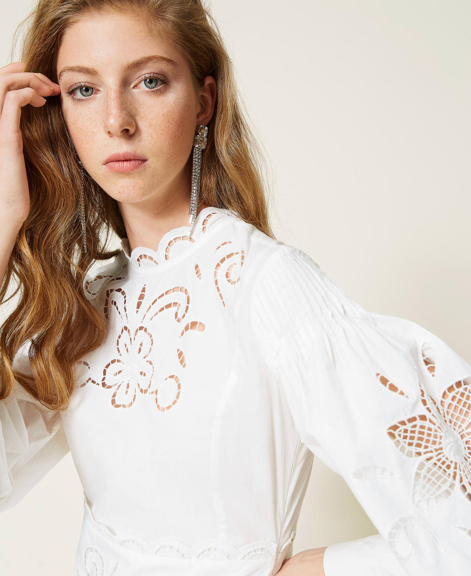 Muslin dress with hemstitch embroidery