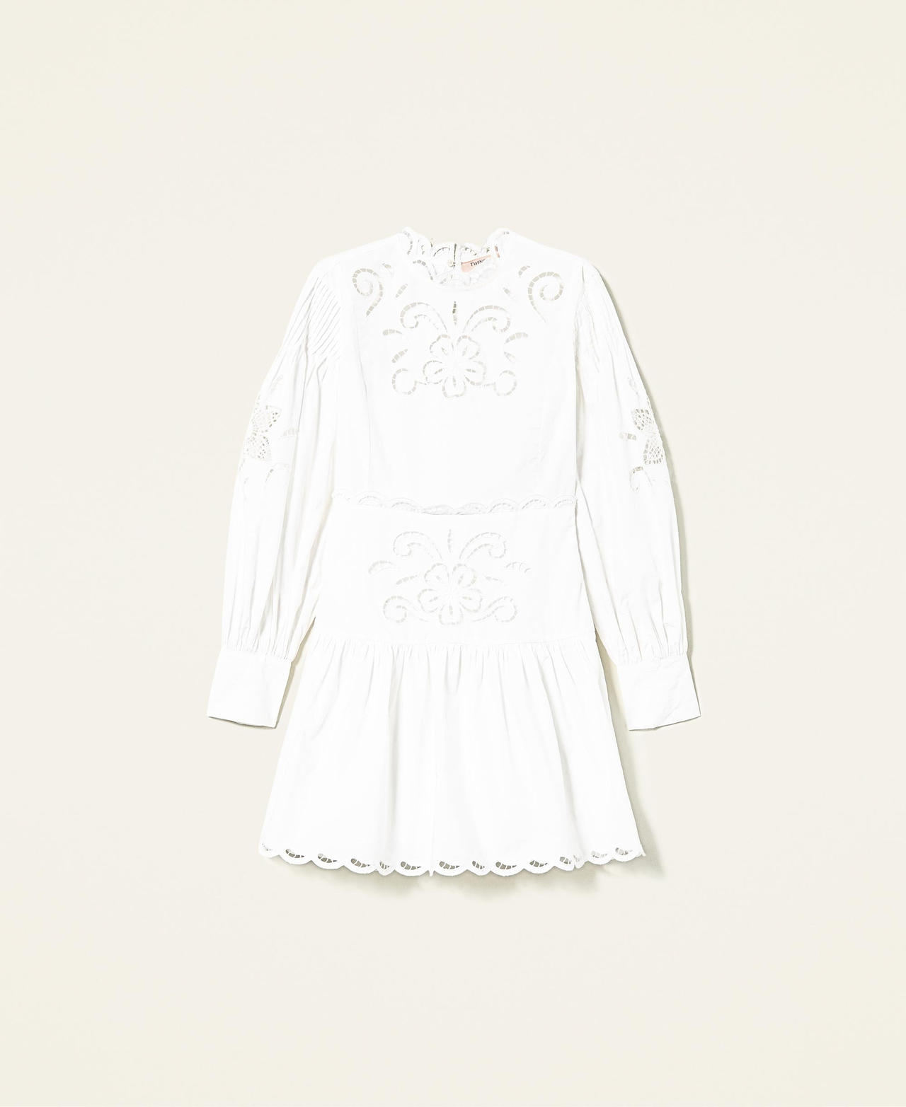 Muslin dress with hemstitch embroidery White Woman 221TP2732-0S