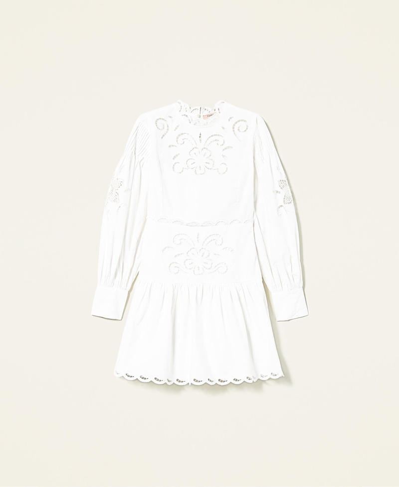 Vestido de muselina con bordados à jour Blanco Mujer 221TP2732-0S