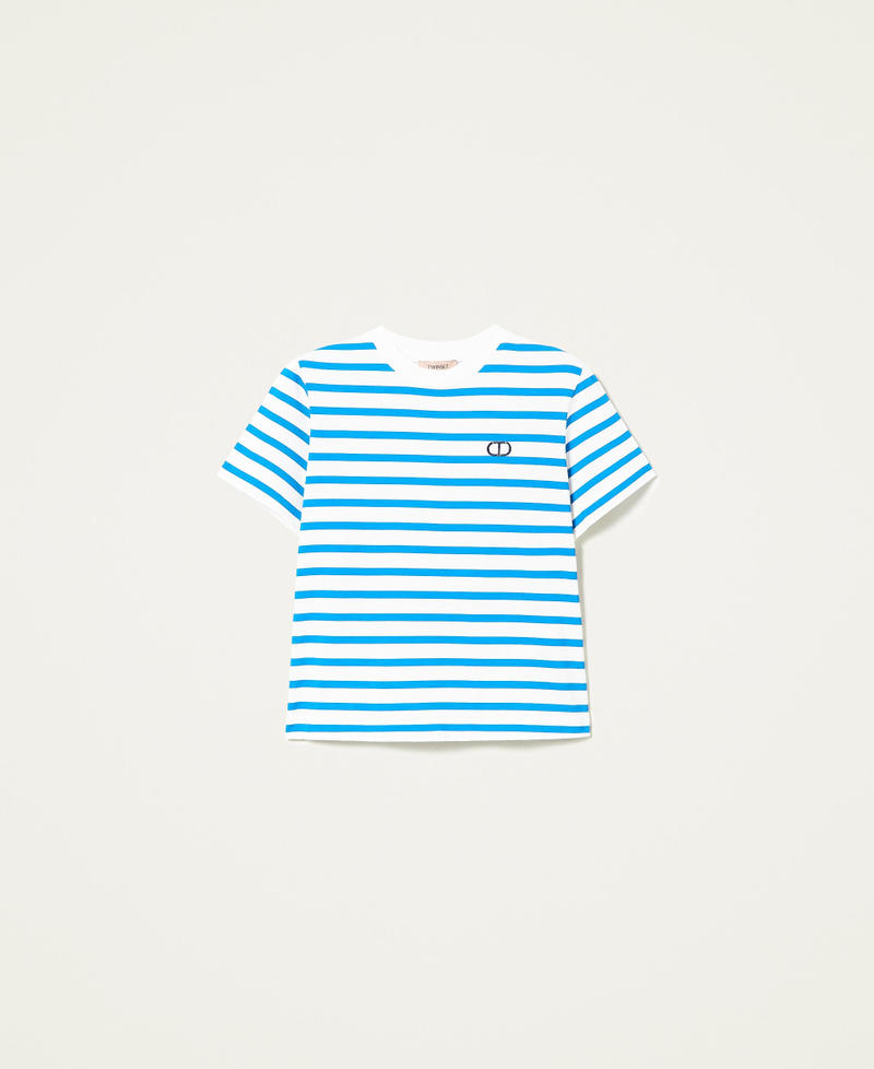 Striped t-shirt with poplin insert