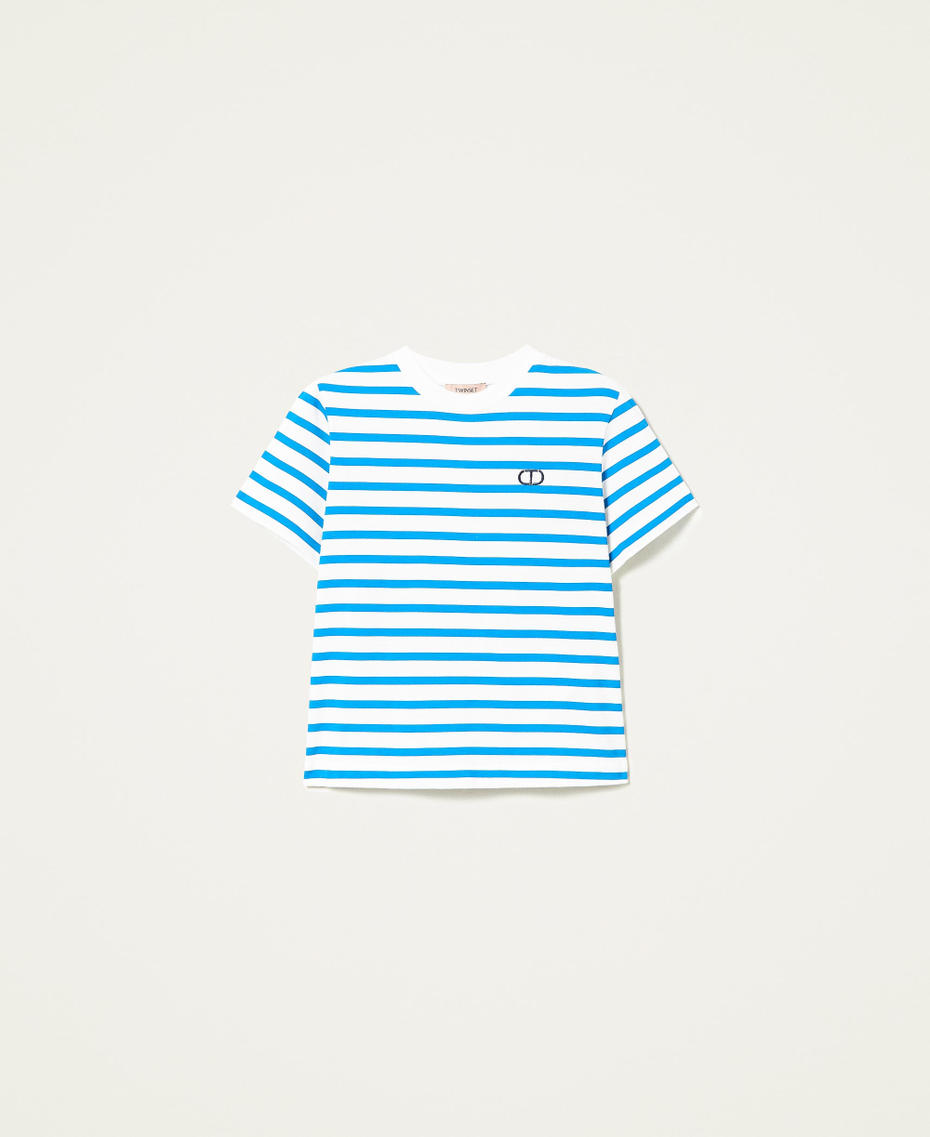 Striped t-shirt with poplin insert