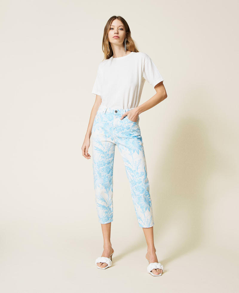 Trousers with floral toile de Jouy print