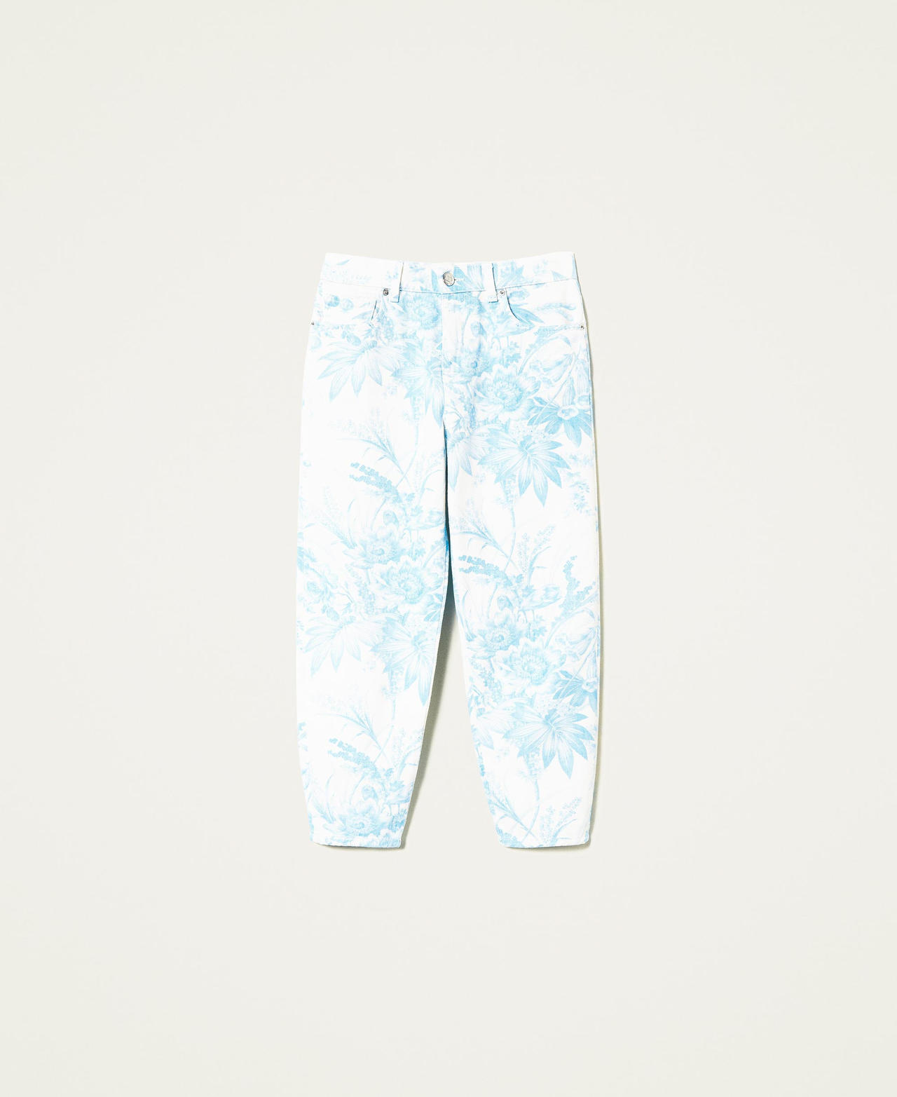 Trousers with floral toile de Jouy print