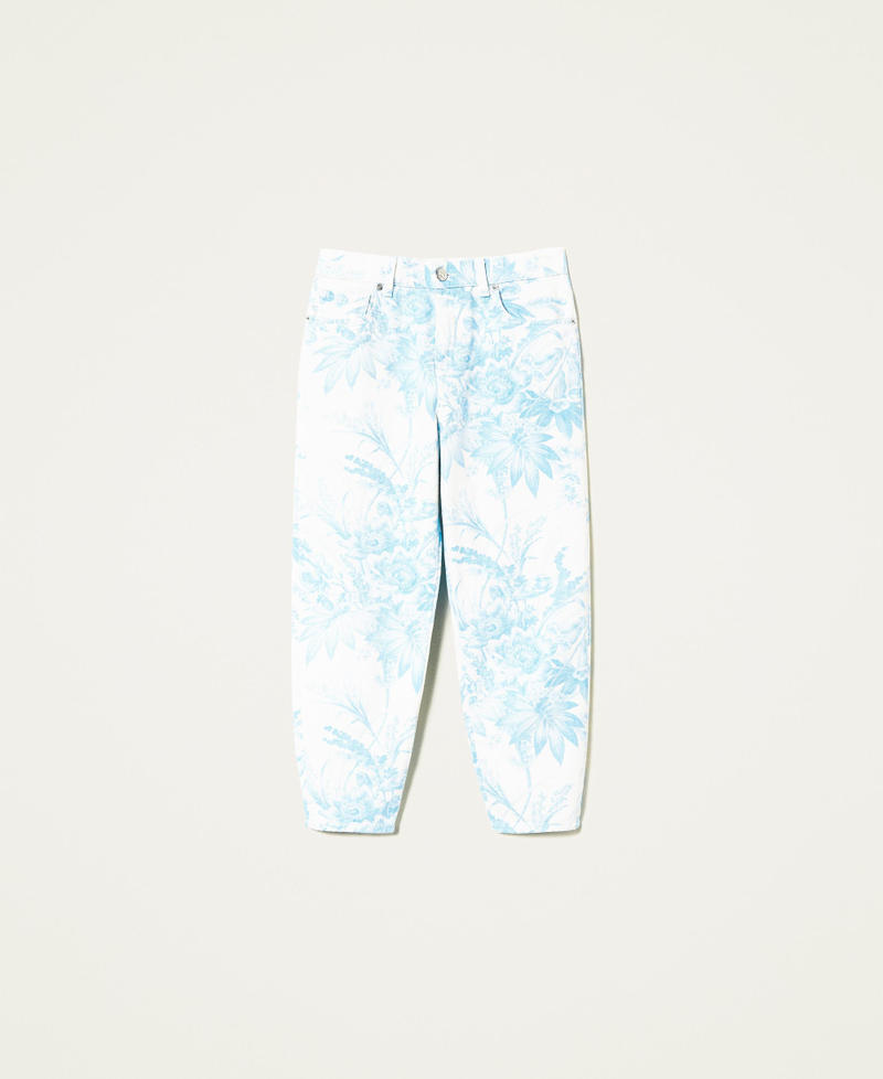 Pantaloni con stampa a fiori toile de Jouy Stampa Fiore Sanderson Bianco "Neve" / Azzurro Donna 221TP275A-0S