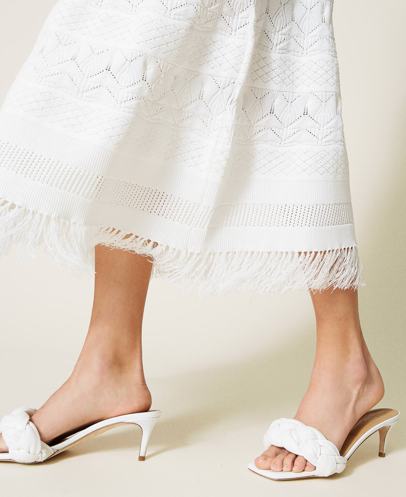 Maxikleid in Spitzenoptik mit Fransen