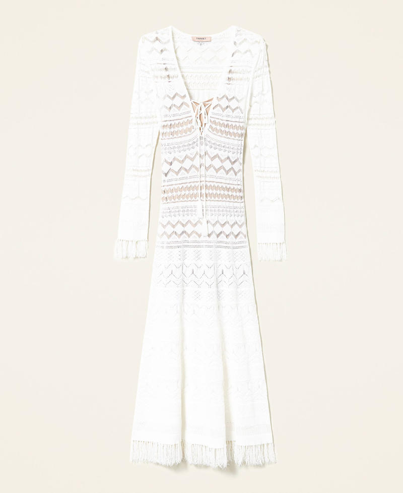Maxikleid in Spitzenoptik mit Fransen