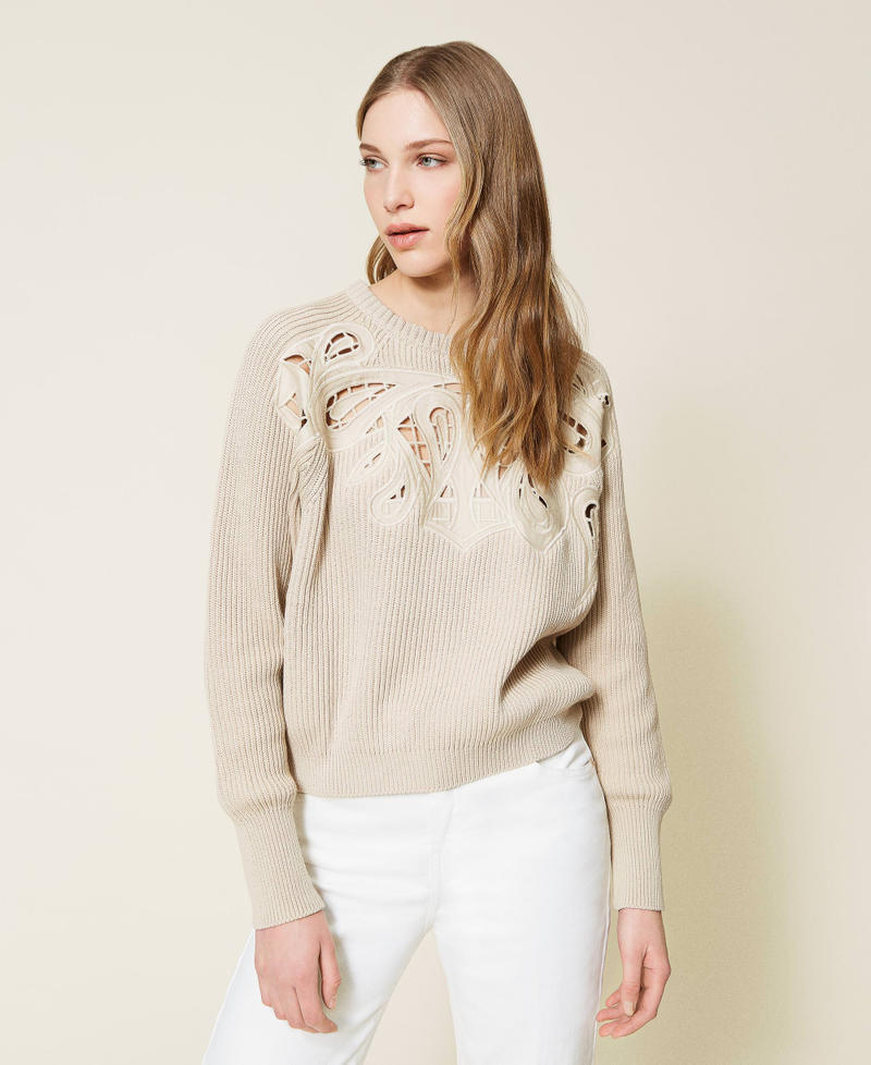 Jumper with embroidered insert