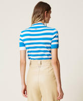 Turtleneck jumper with mixed jacquard stripes
