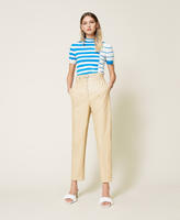 Turtleneck jumper with mixed jacquard stripes