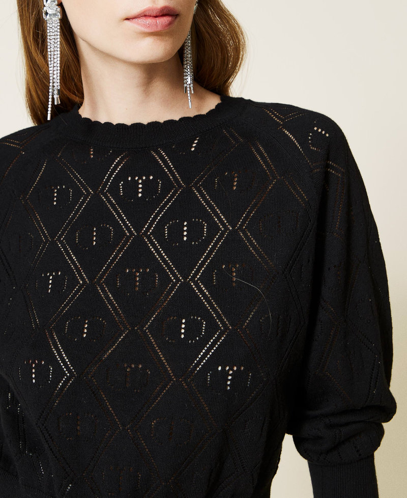 Boxy jumper with logo Black Woman 221TP3192-05