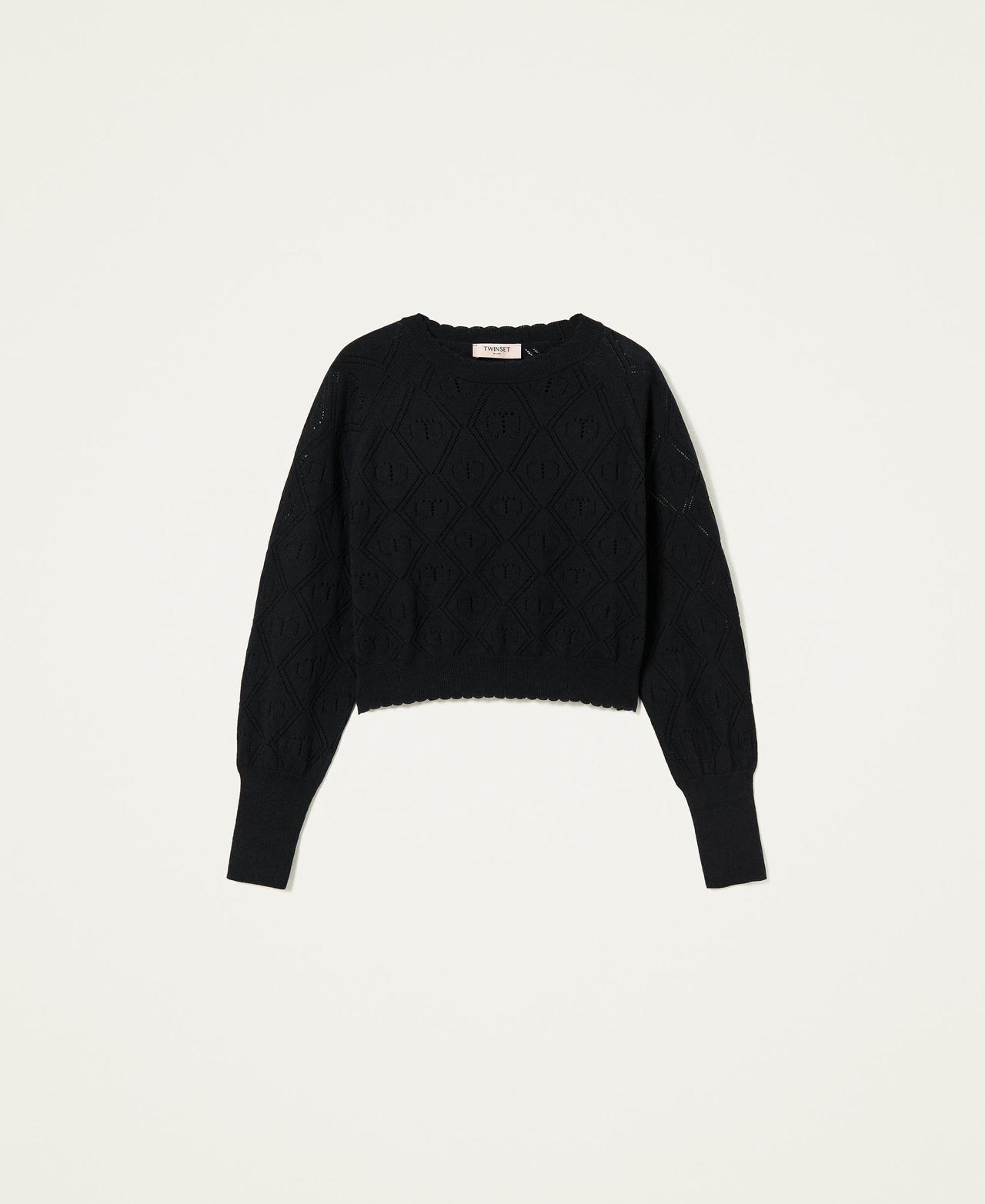 Boxy jumper with logo Black Woman 221TP3192-0S
