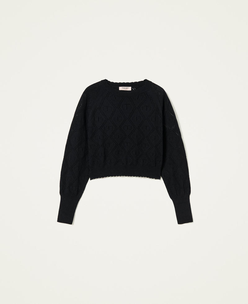 Boxy jumper with logo Black Woman 221TP3192-0S