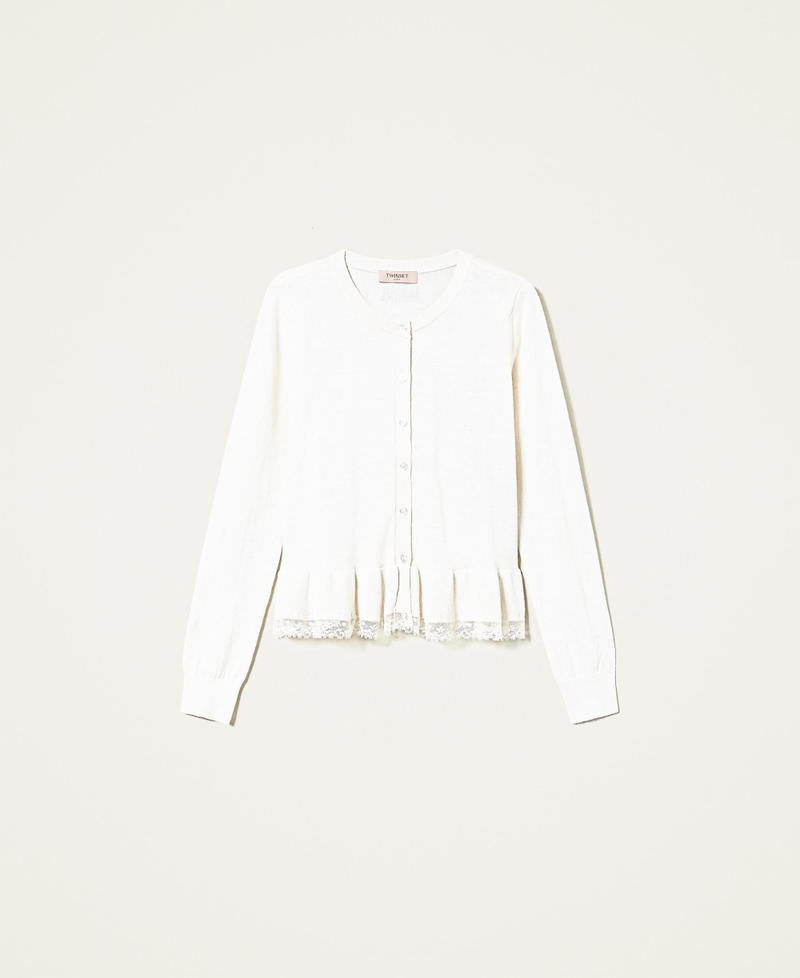 Cardigan with flounce and lace