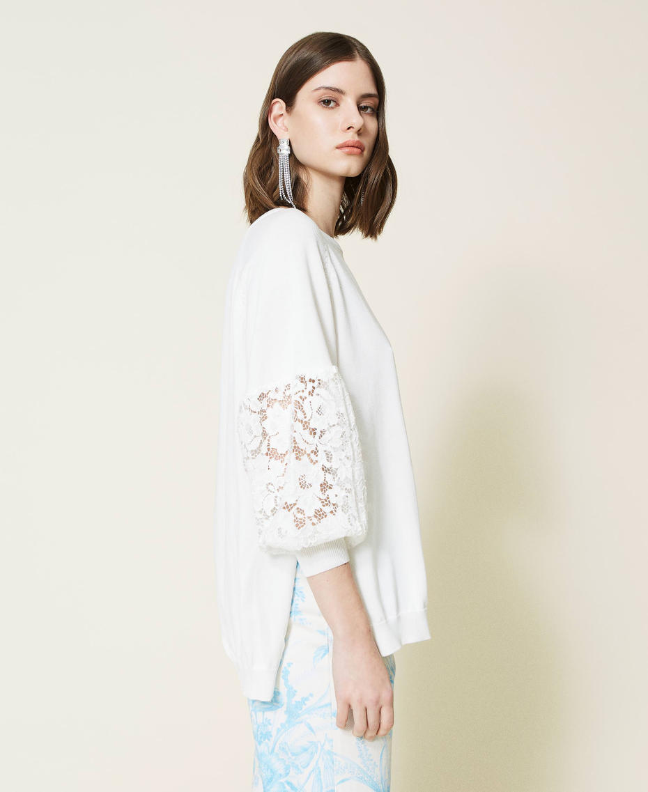 Jersey oversize con encaje macramé Lirio Mujer 221TP3312_00381_03