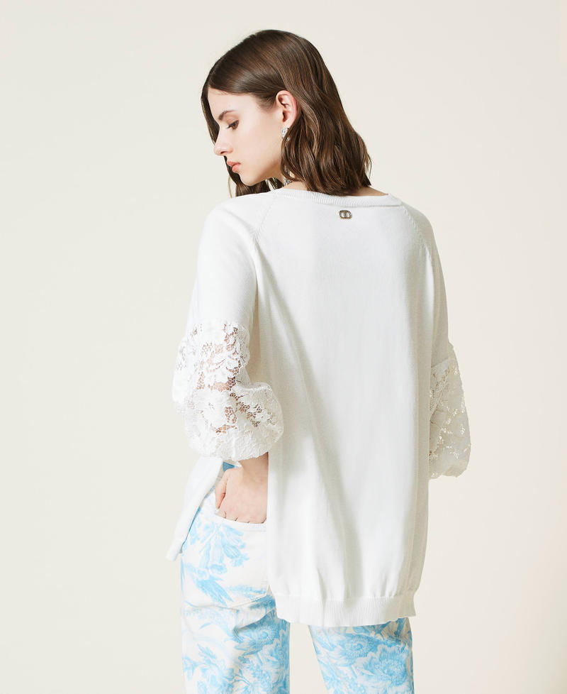 Oversized jumper with macramé lace Lily Woman 221TP3312-04