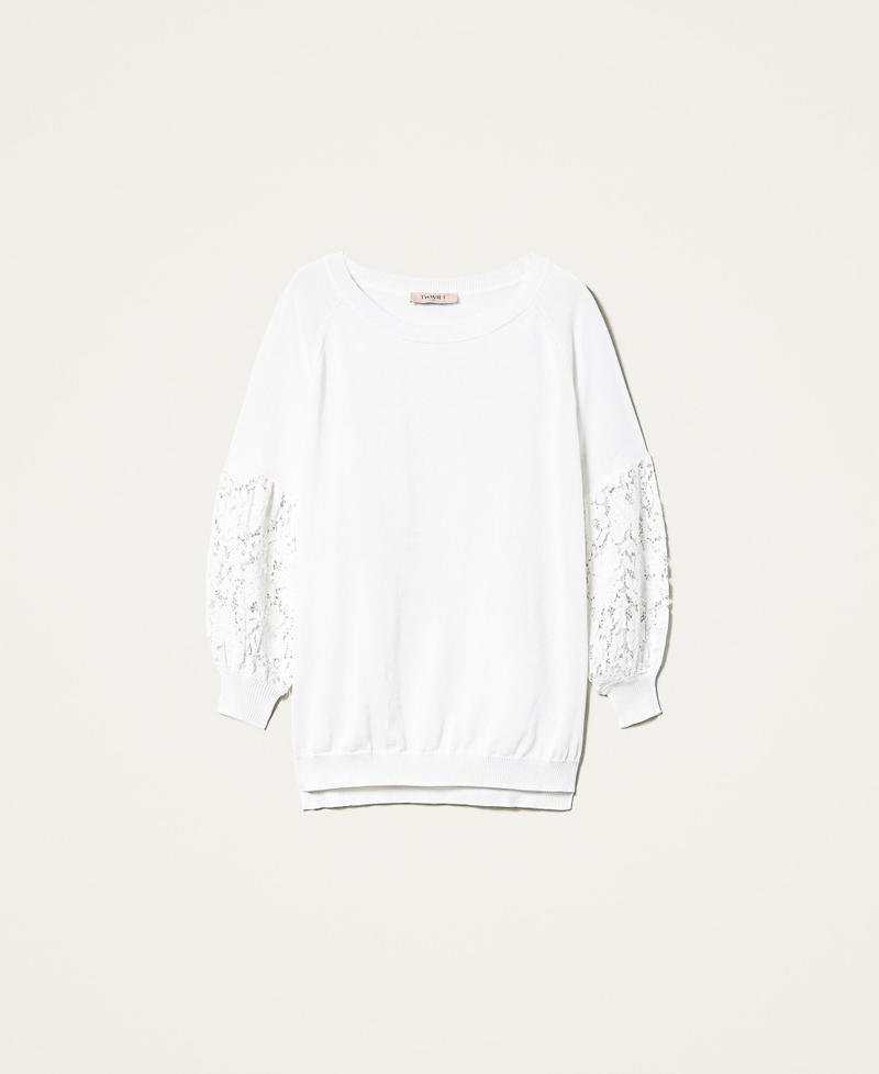 Oversized jumper with macramé lace Lily Woman 221TP3312-0S