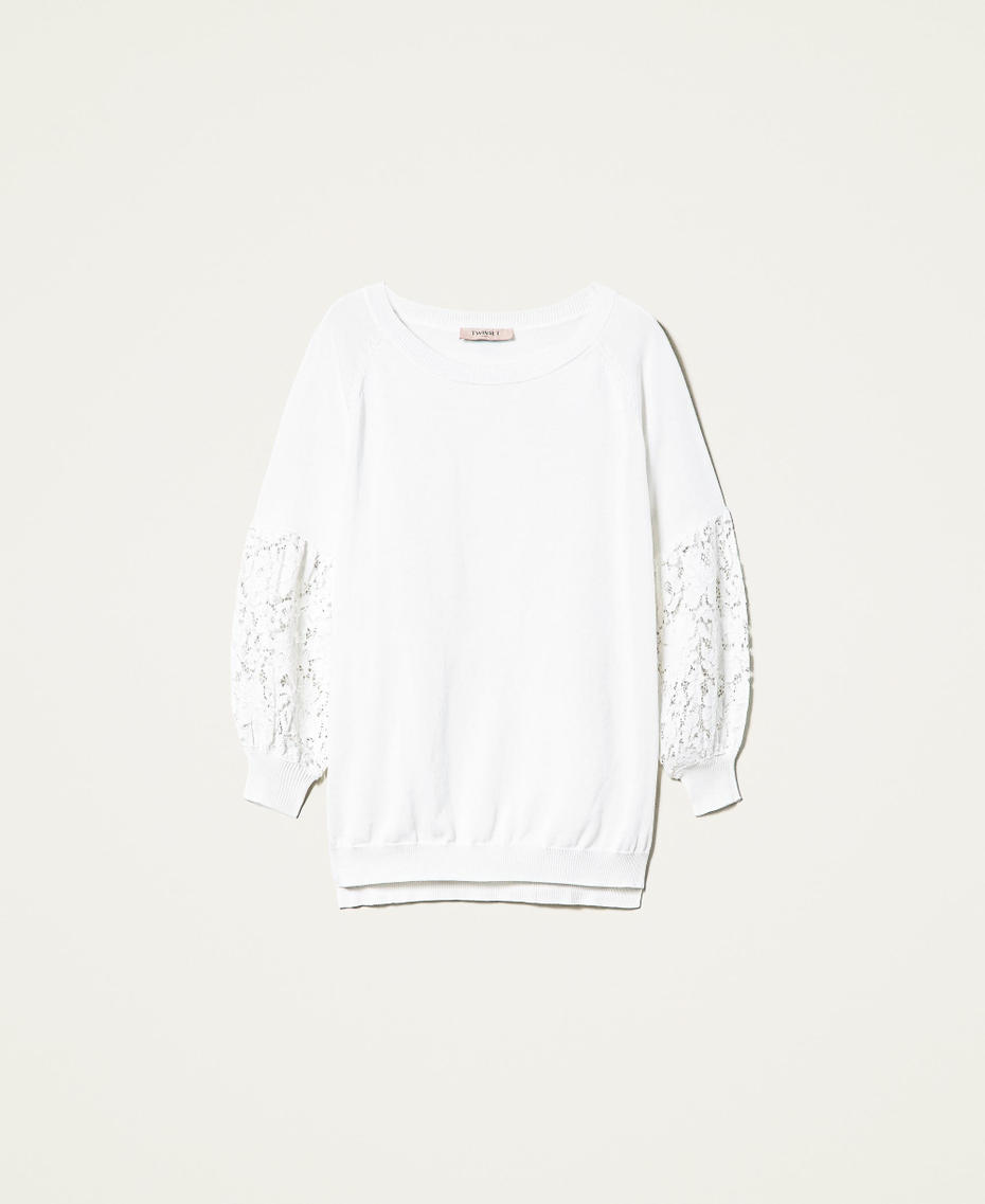 Oversized jumper with macramé lace Lily Woman 221TP3312-0S