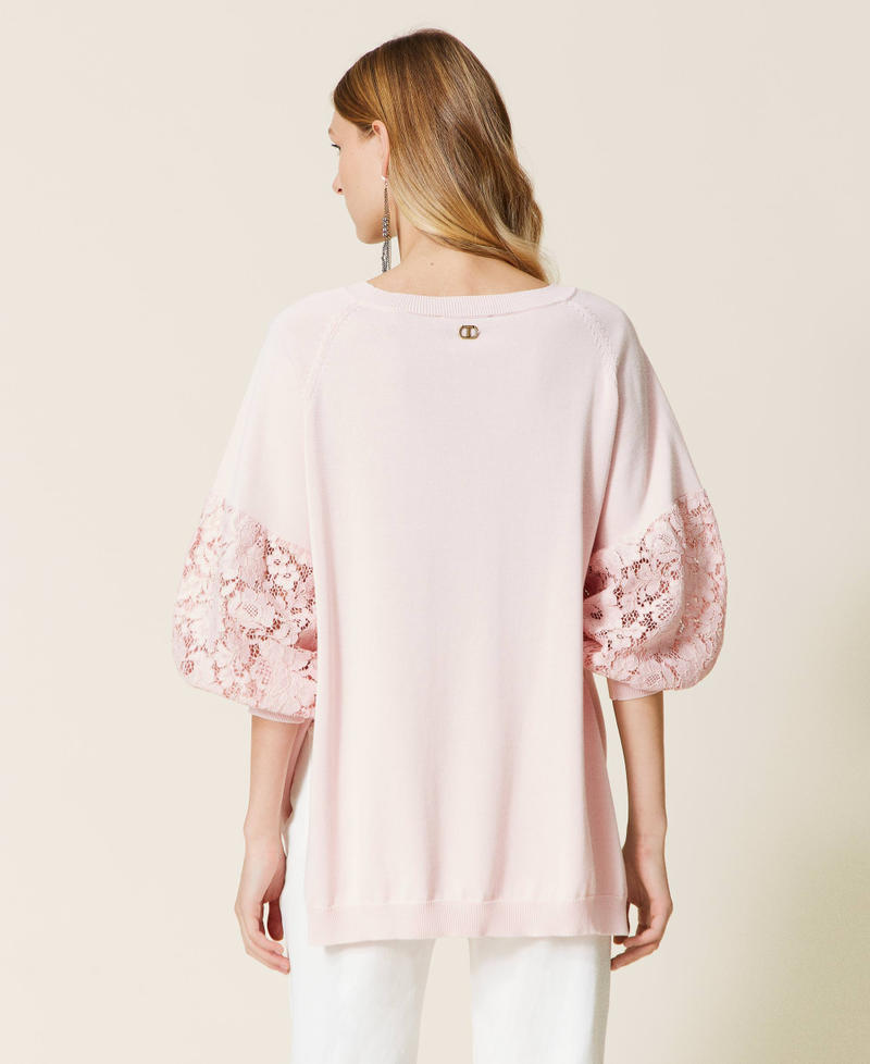 Jersey oversize con encaje macramé Rosa Tiza Mujer 221TP3312_06665_03
