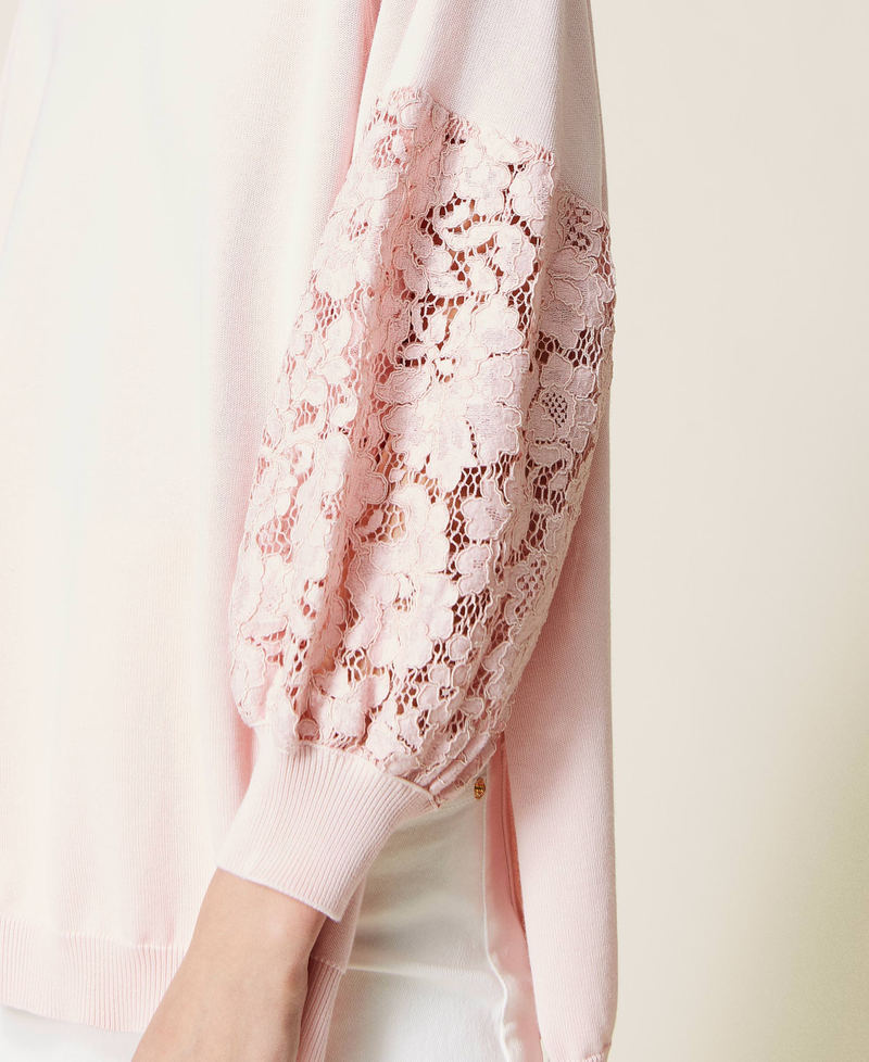 Jersey oversize con encaje macramé Rosa Tiza Mujer 221TP3312_06665_05
