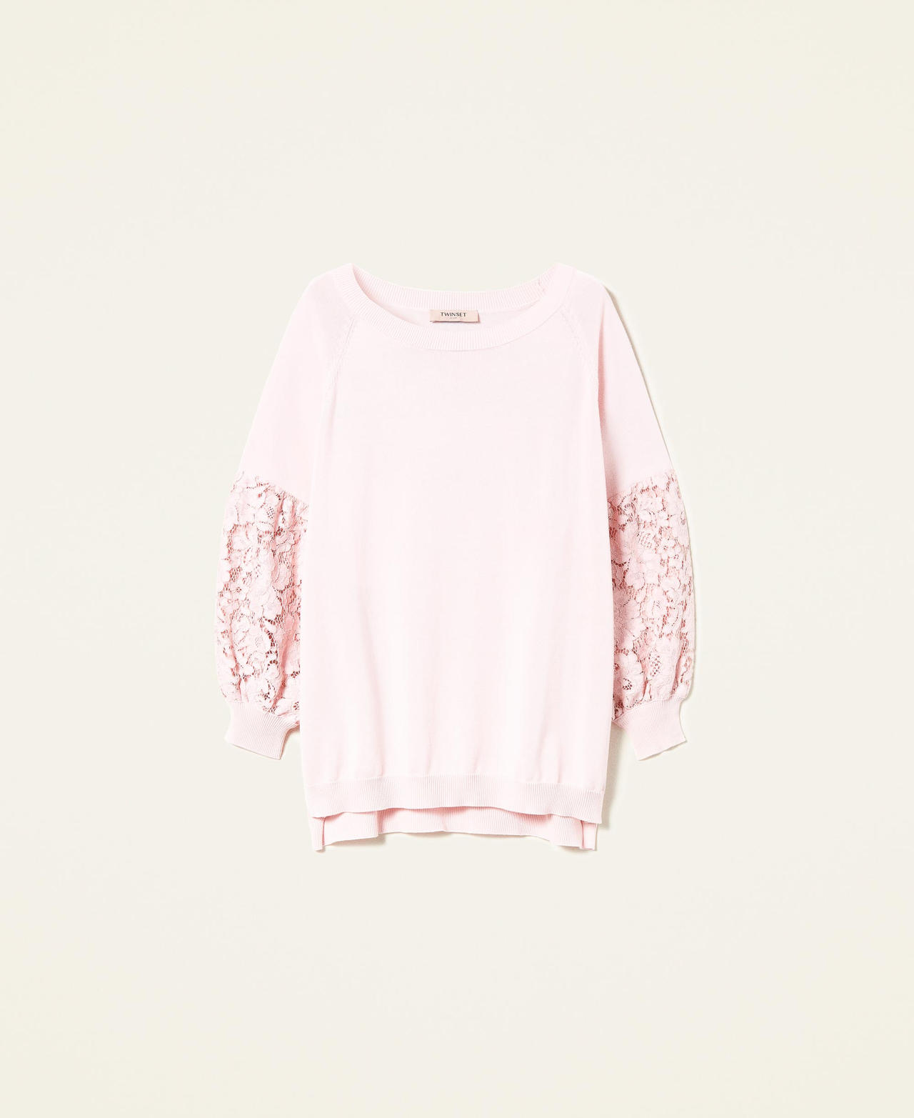 Jersey oversize con encaje macramé Rosa Tiza Mujer 221TP3312_06665_0S