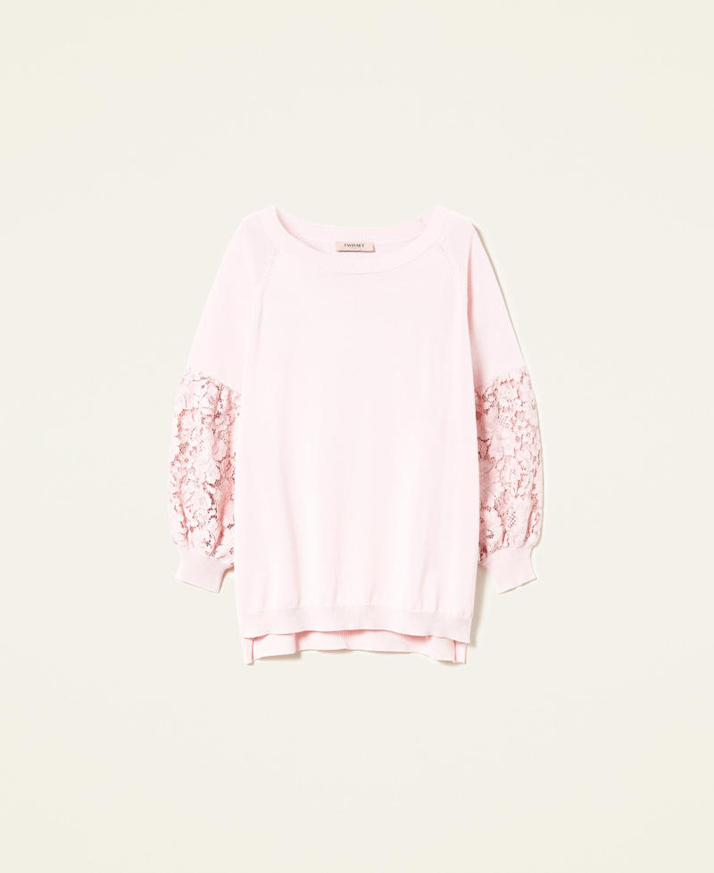 Jersey oversize con encaje macramé Rosa Tiza Mujer 221TP3312_06665_0S
