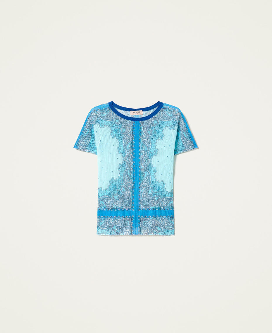 Ribbed jumper with bandanna print "Brilliant Blue” Bandanna Print Woman 221TP3390-0S