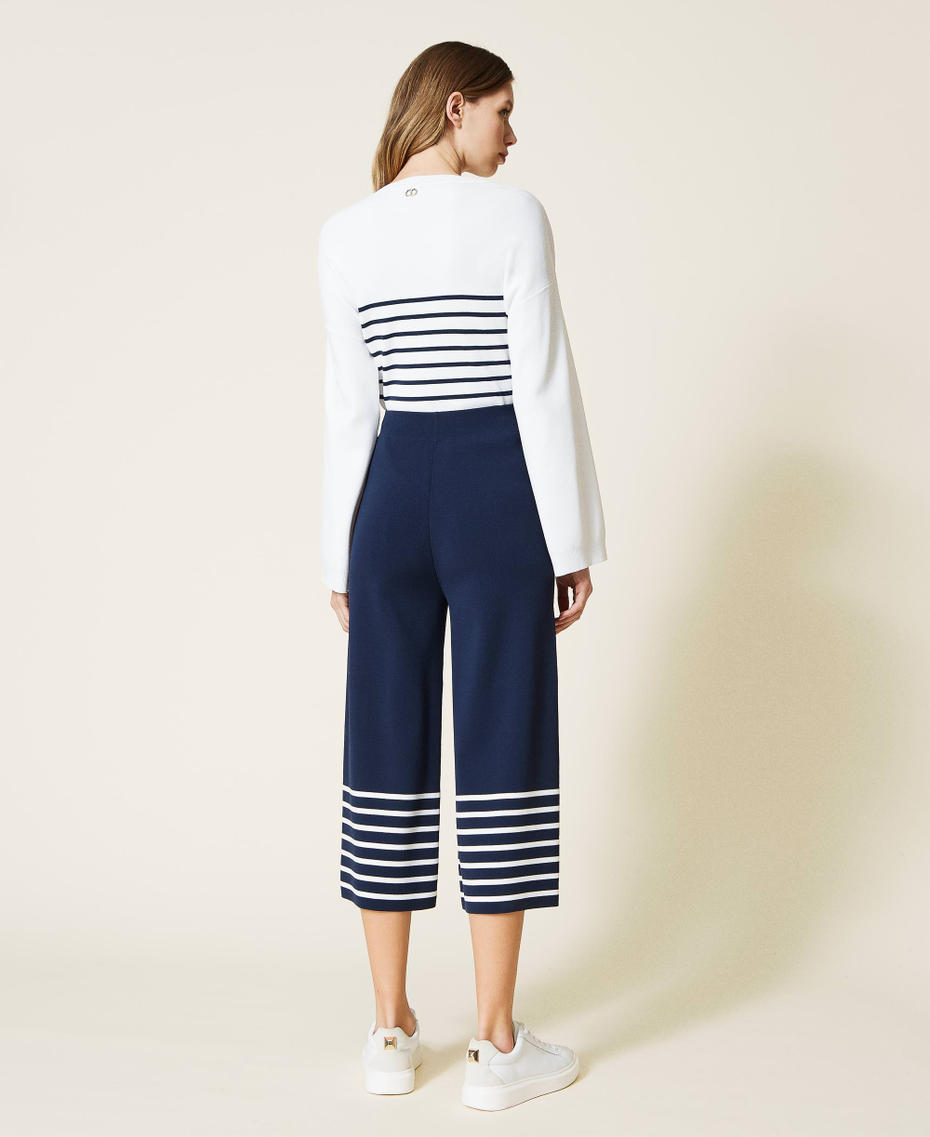 Cropped striped trousers Two-tone Indigo Blue / Lily Woman 221TP3461-03