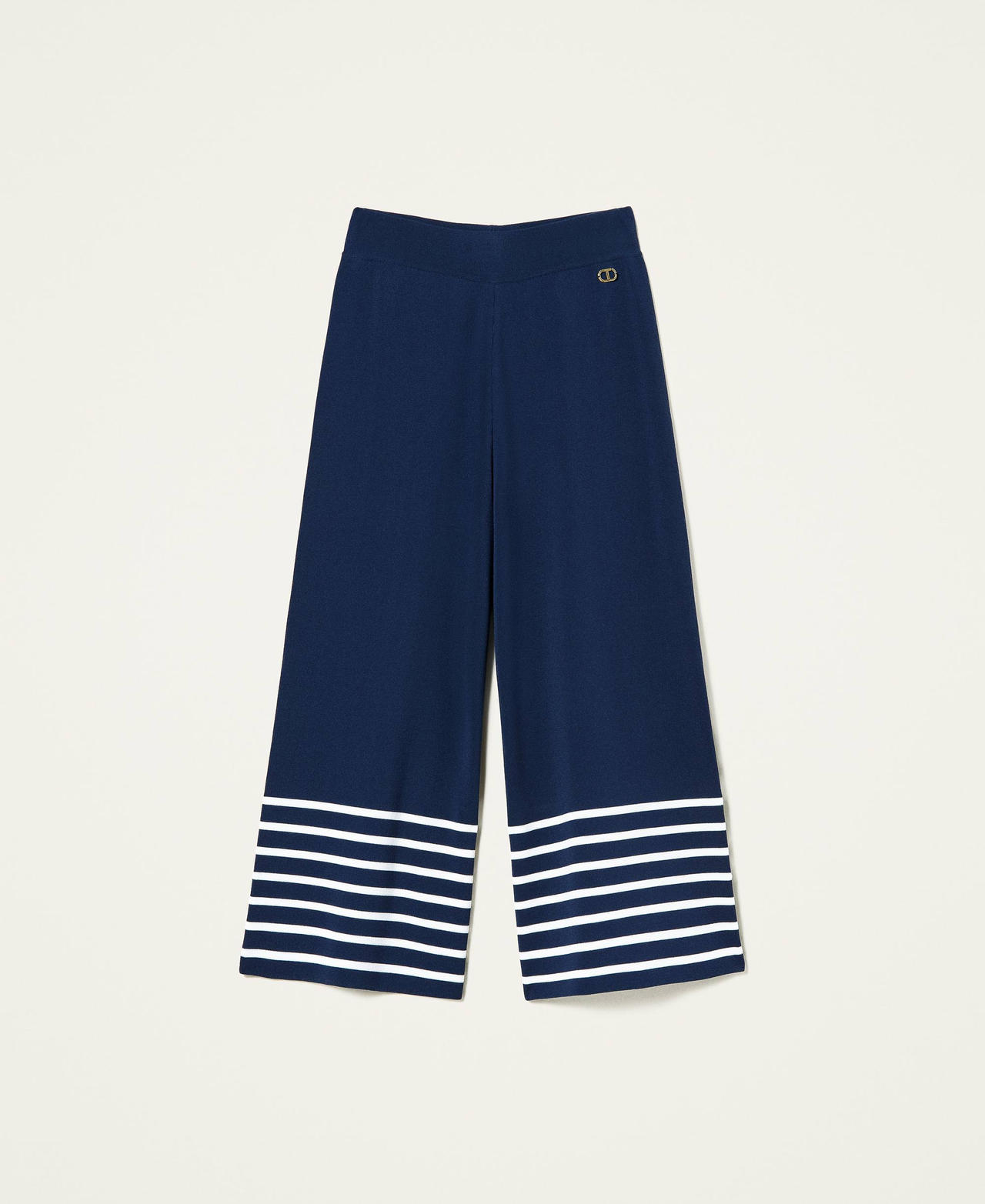 Cropped striped trousers Two-tone Indigo Blue / Lily Woman 221TP3461-0S