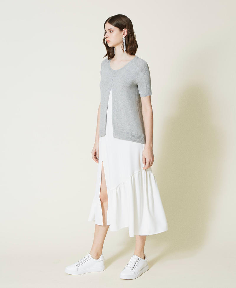 Maxikleid aus Gestrick und Cr&ecirc;pe de Chine