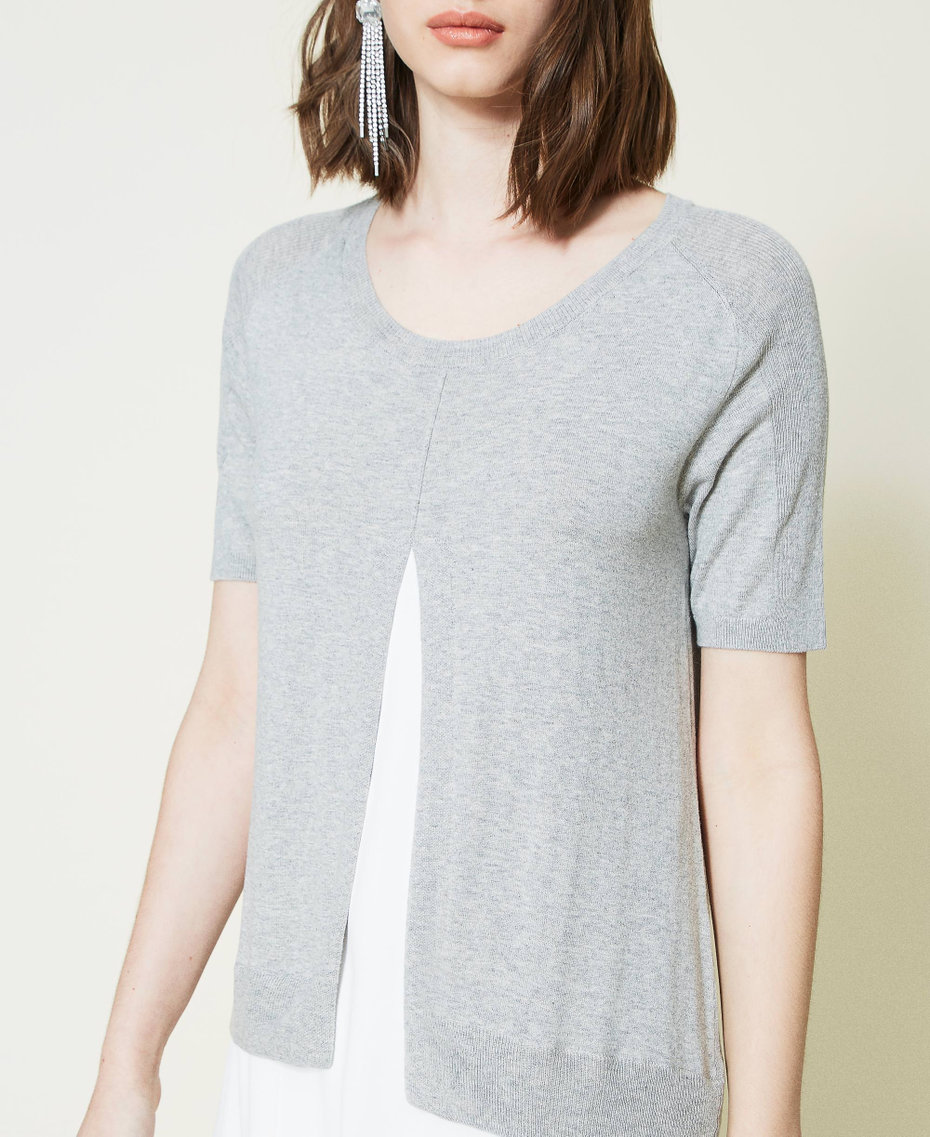 Maxikleid aus Gestrick und Cr&ecirc;pe de Chine