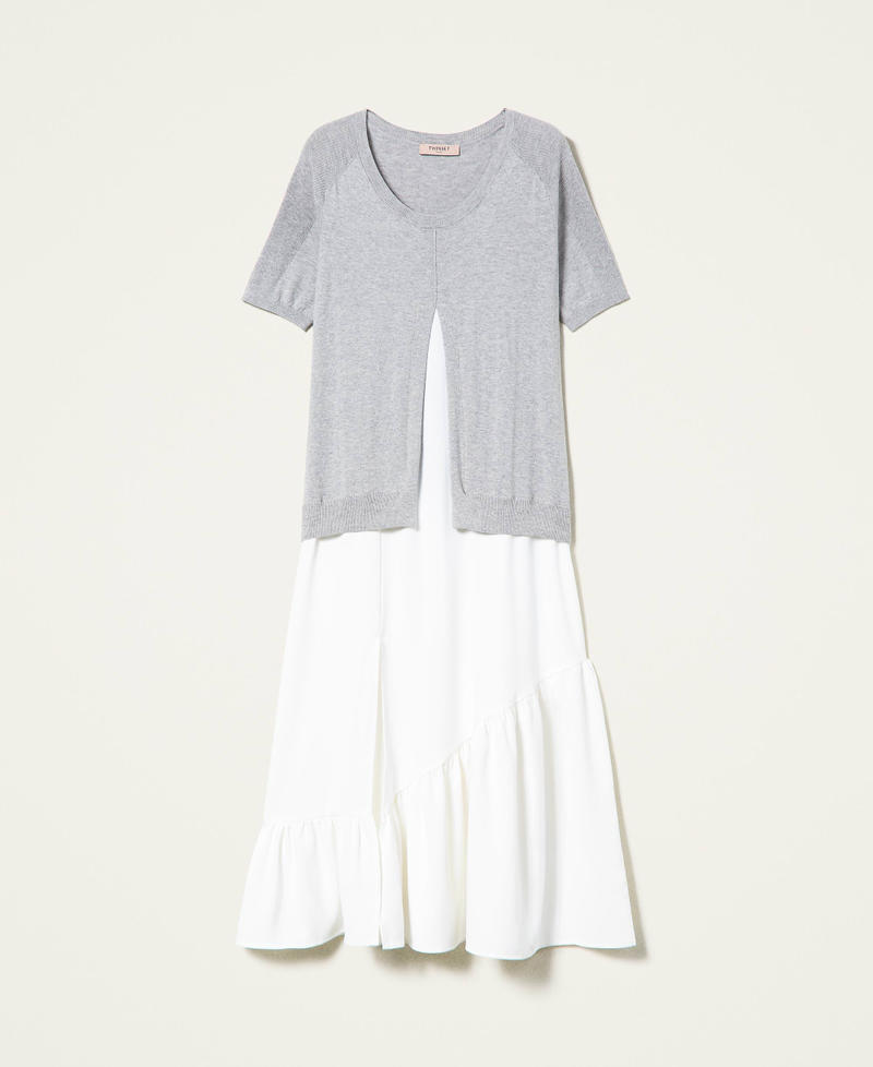 Maxikleid aus Gestrick und Cr&ecirc;pe de Chine