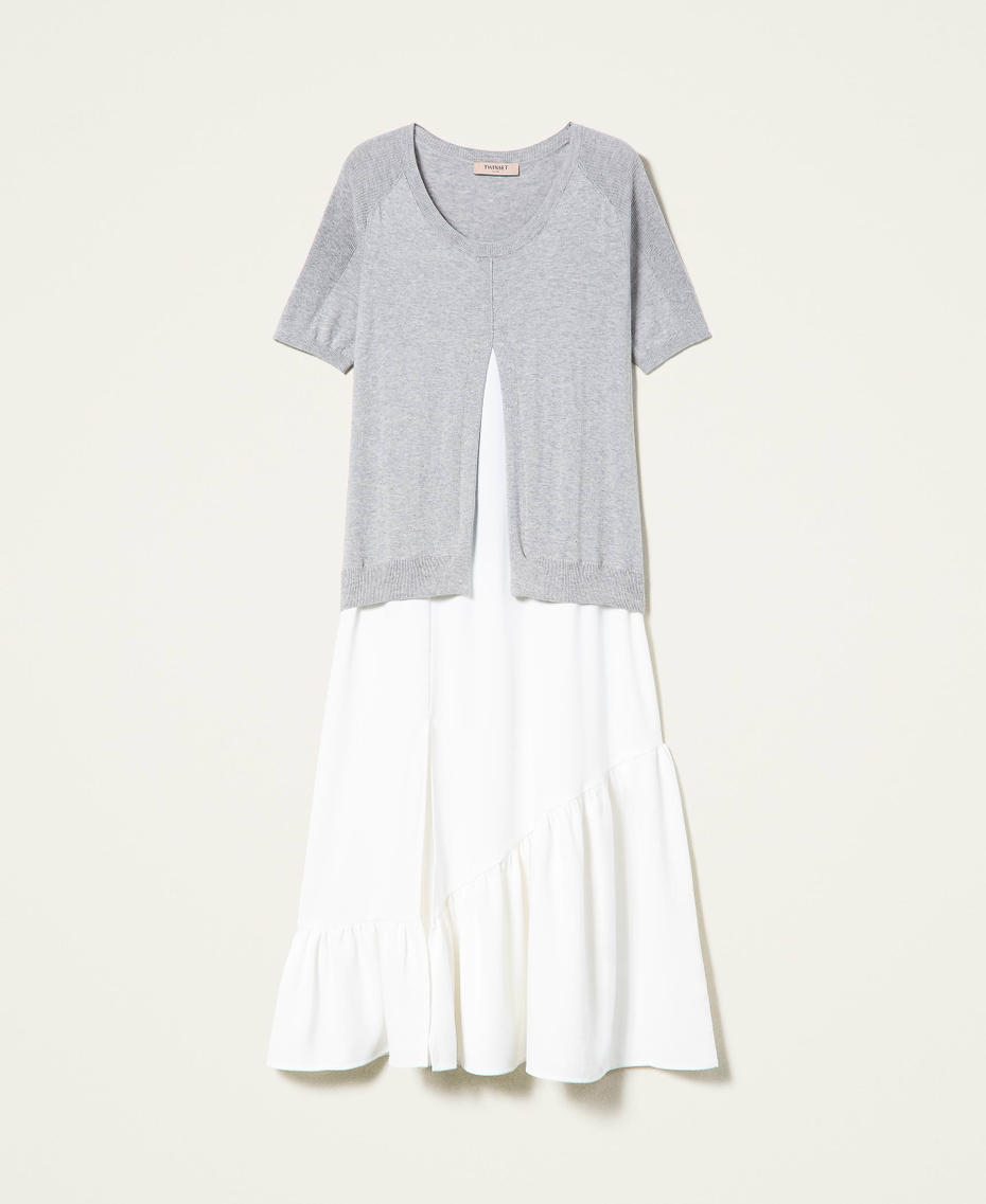 Maxikleid aus Gestrick und Cr&ecirc;pe de Chine