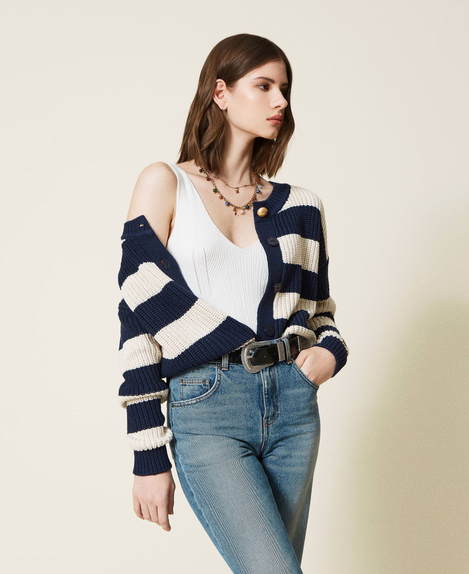 Striped jumper-cardigan