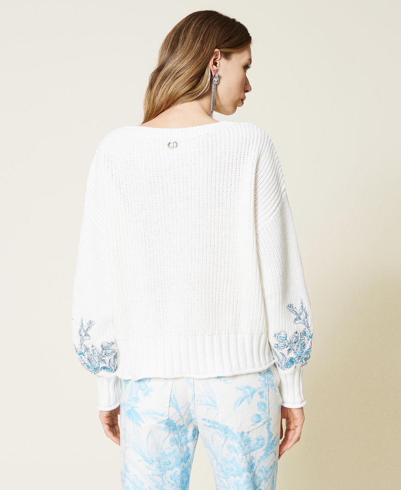 Jumper with floral embroidery Light Blue Sanderson Flowers Embroidered Lily Woman 221TP3491-05