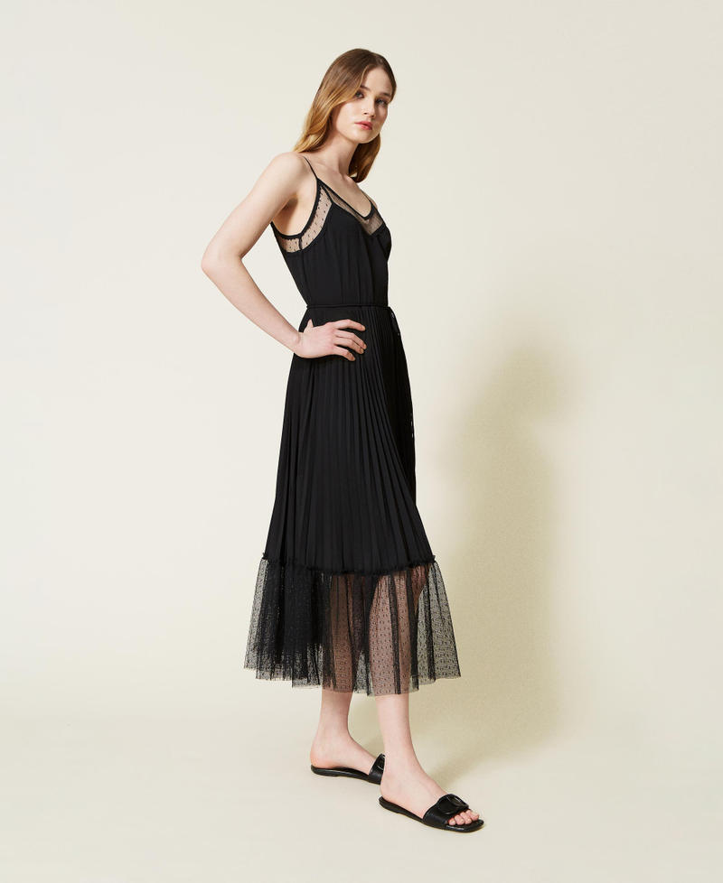 Платье-комбинация с плиссированной юбкой Черный женщина 221TQ2061-01