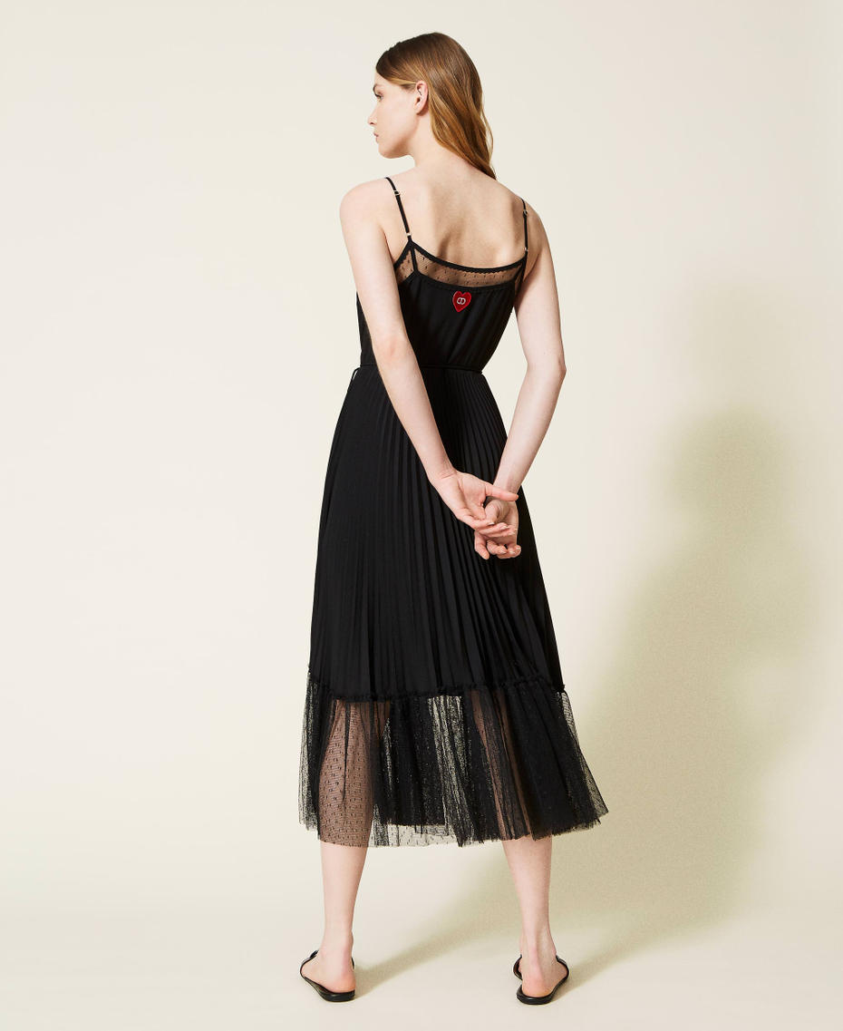 Платье-комбинация с плиссированной юбкой Черный женщина 221TQ2061-03