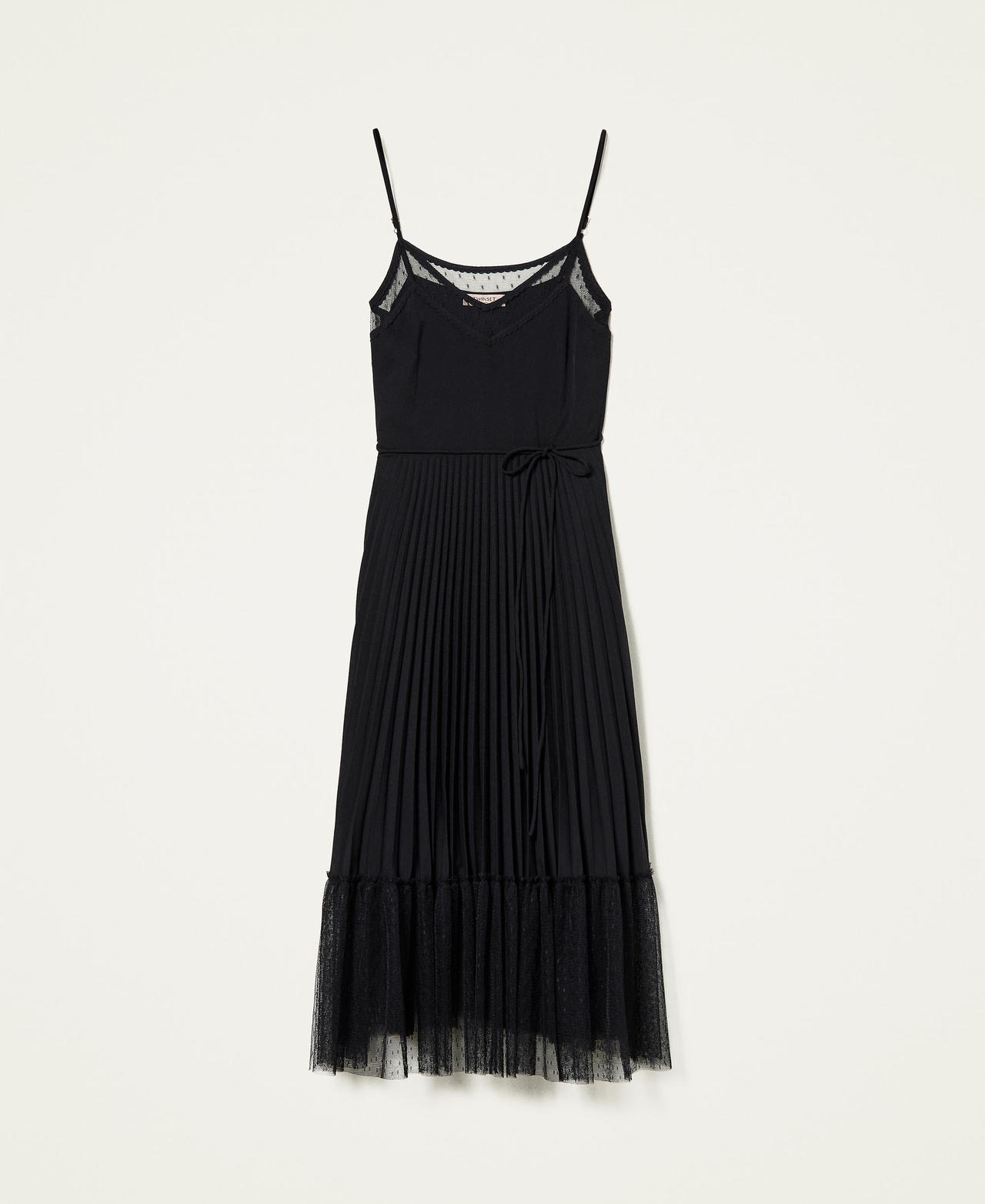 Платье-комбинация с плиссированной юбкой Черный женщина 221TQ2061-0S