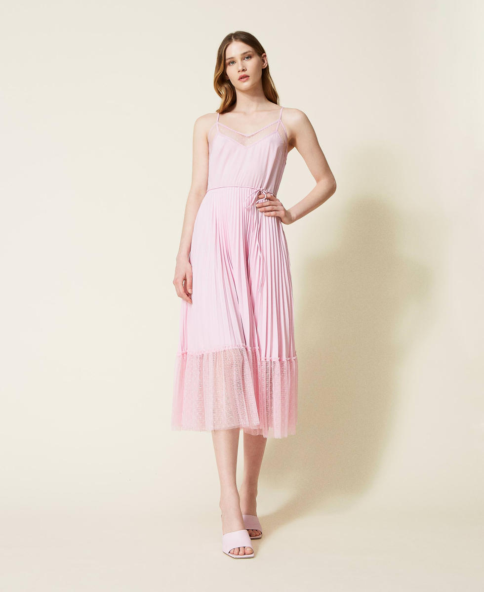 Pink dress with pleated skirt outlet