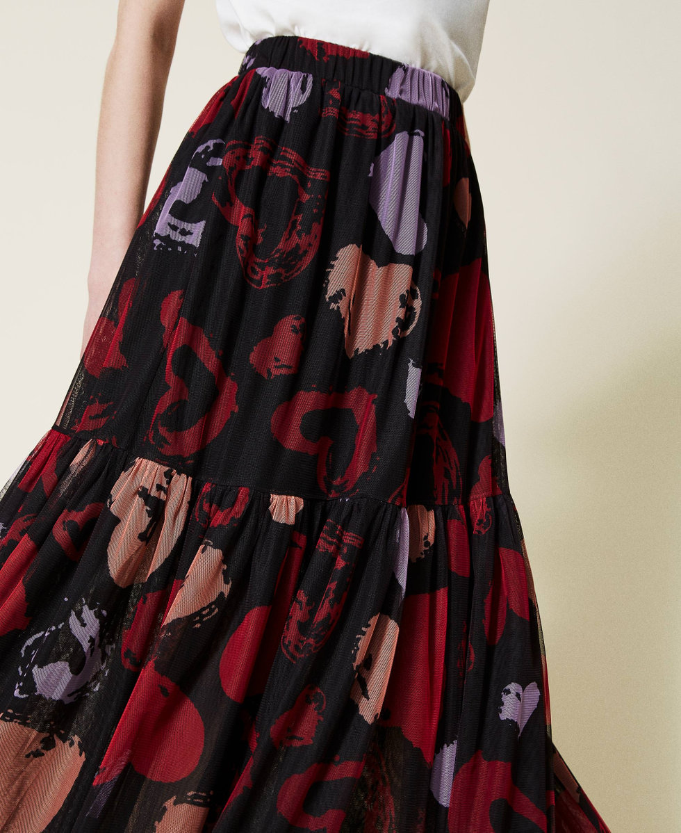 Gonna lunga in tulle a cuori