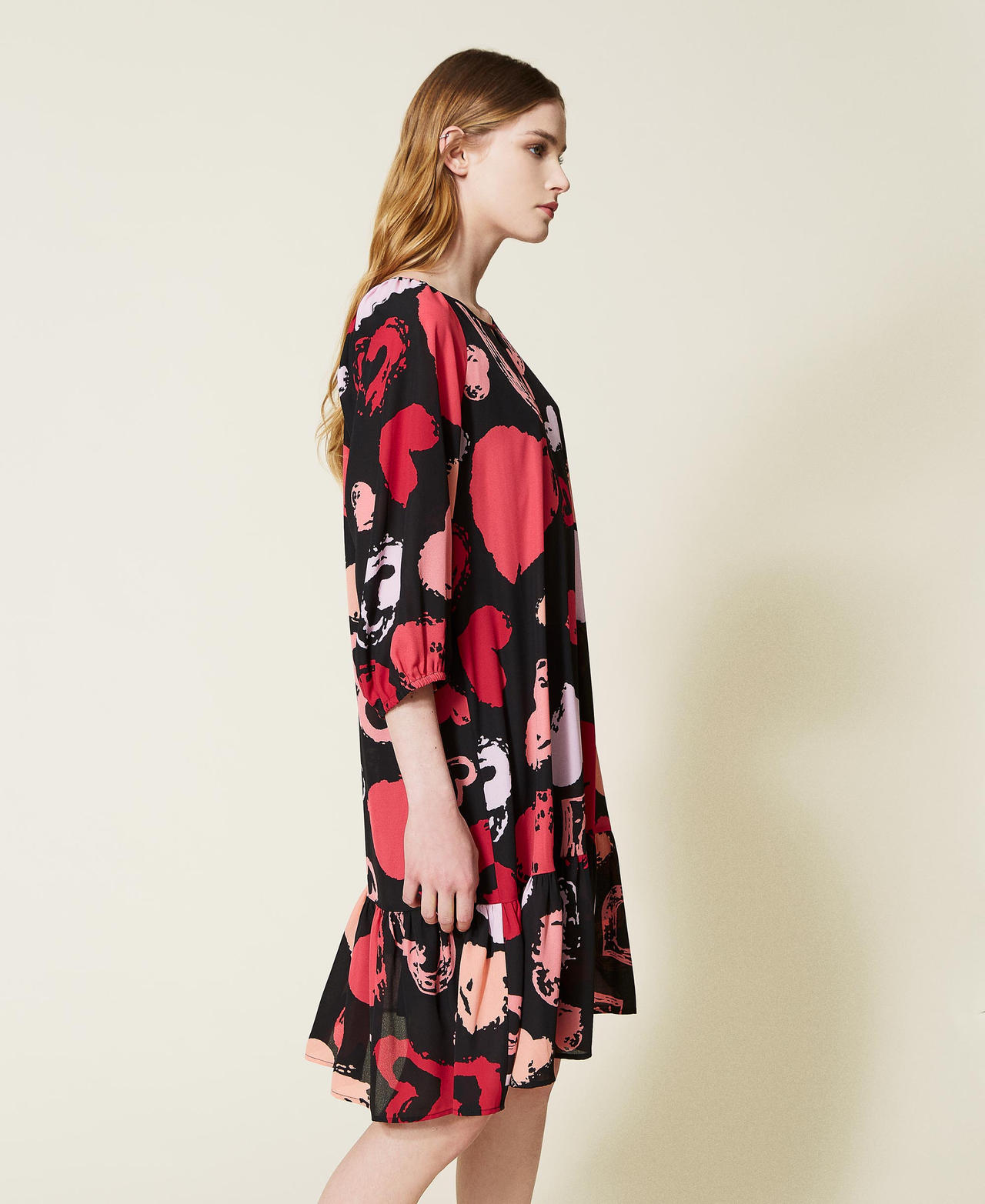 Heart motif georgette dress