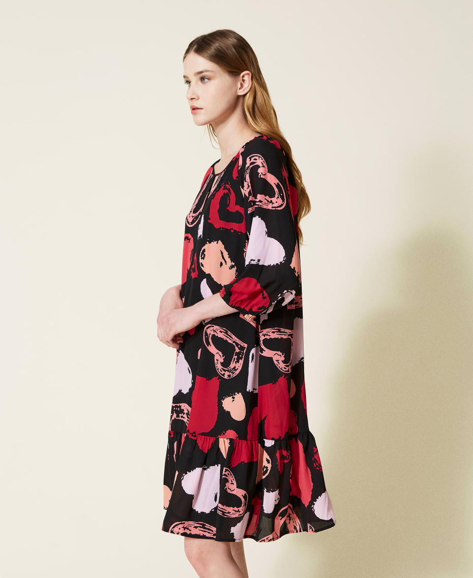 Heart motif georgette dress